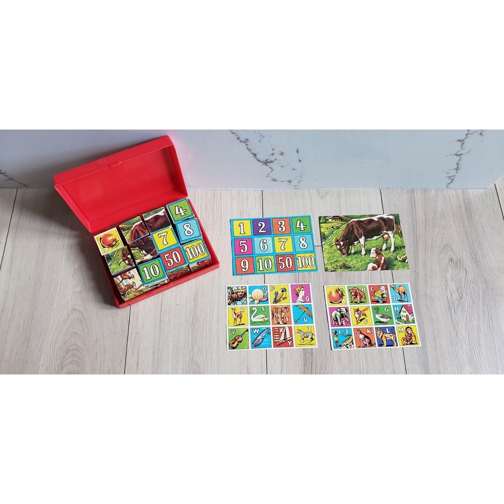 Vintage Eichhorn ABC Blocks Picture Puzzles Fairy Tales w Case Complete Set‎